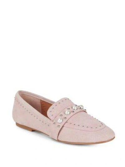 Steve Madden Maikki Embellished Suede Flats In Blush Suede