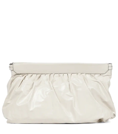 Isabel Marant Luz Leather Clutch Bag In Neutrals
