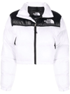 The North Face Logo-embroidered Feather-down Cropped Puffer Jacket In White