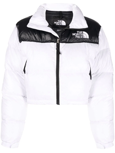 The North Face Logo-embroidered Feather-down Cropped Puffer Jacket In White  | ModeSens