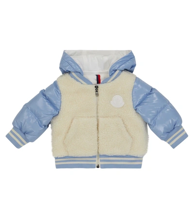 Moncler Baby Fleece And Down Jacket In Blue