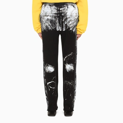 Balenciaga Black Joggers With Paint Splatters In Grey