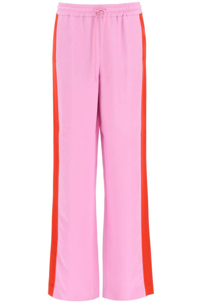 Burberry Wide Leg Track Trousers Primrose Pink And Red In Multi-colored