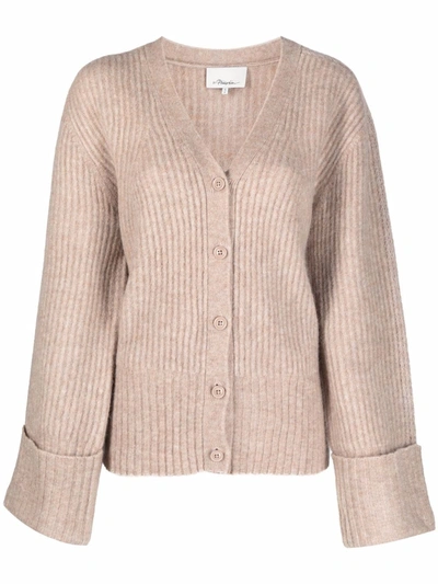 3.1 Phillip Lim / フィリップ リム Stone Brushed Ribbed-knit Cardigan In Taupe