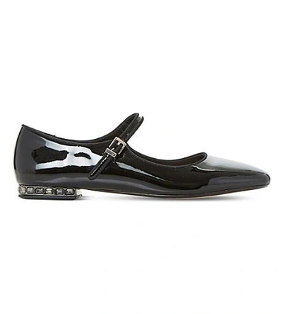 Dune Anetta Mary Jane Faux-patent Leather Shoes In Black-patent