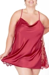 Rya Collection Darling Lace Trim Chemise In Sangria
