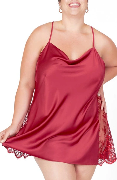 Rya Collection Darling Lace Trim Chemise In Sangria