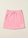Msgm Kids' Girls Pink Jersey Logo Skirt