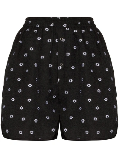 Cecilie Bahnsen Nivi Floral Embroidery Shorts In Black