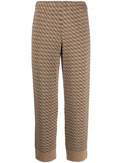 Jejia Geometric-pattern Cropped Trousers In Nude