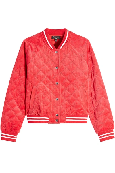 Juicy Couture Quilted Velvet Bomber In Sugared Icing