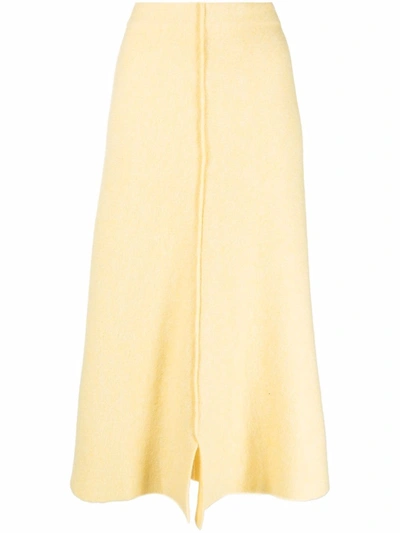 Jil Sander Central Pleat A-line Skirt In Yellow