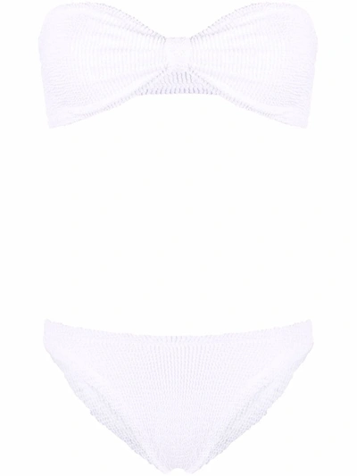 Hunza G Jean Crinkle-effect Bandeau Bikini In White