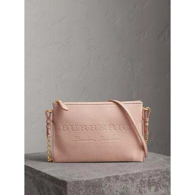 Burberry Embossed Leather Clutch Bag In Pale Ash Rose