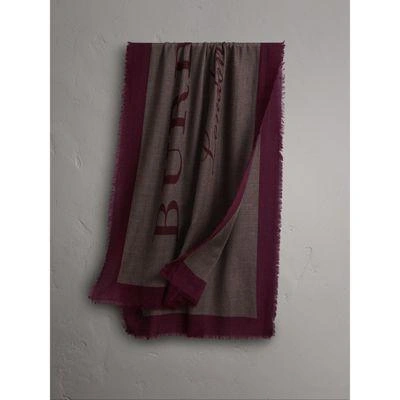 Burberry Graphic Print Motif  Lightweight Cashmere Scarf In Ash Rose