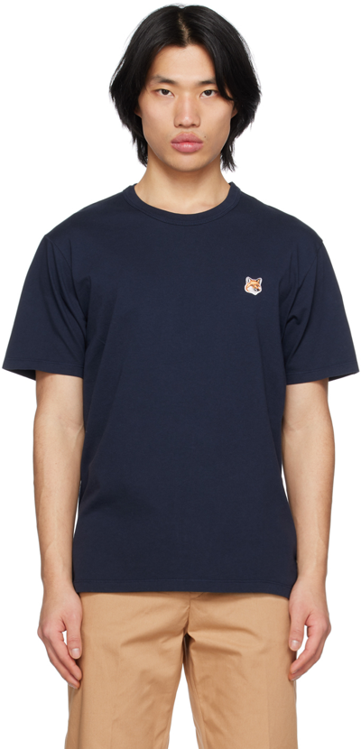 Maison Kitsuné T-shirt With Fox Application In Navy