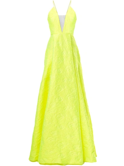 Alex Perry Fluoro Floral Brocade Gown