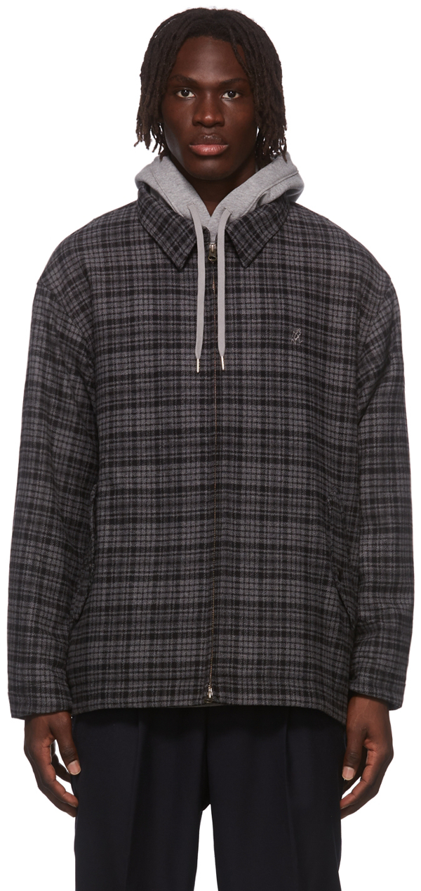Gramicci Wool Blend Short Blouson Jacket Check In Black | ModeSens