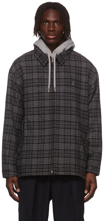 Gramicci Wool Blend Short Blouson Jacket Check In Grey Check