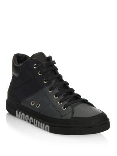Moschino Mid-top Lace-up Sneakers In Black