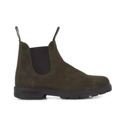 Blundstone Dark Olive Waxed Suede In Green