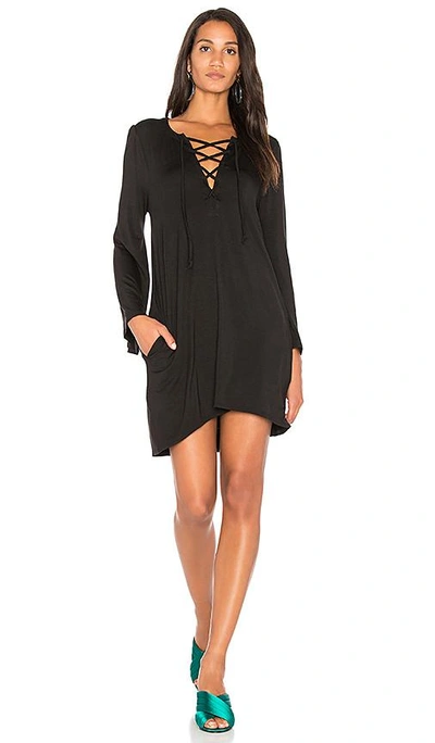 Chaser Cool Jersey Lace Up Dress In Black