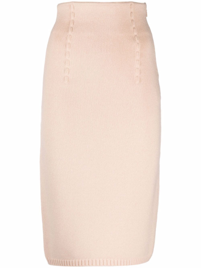 Fendi Knitted Pencil Skirt In Pink