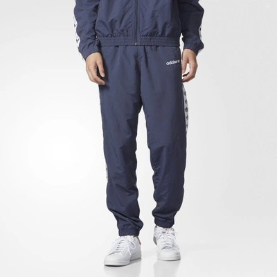 Adidas Originals Tnt Trefoil Tape Wind Pants In Trace Blue/ White