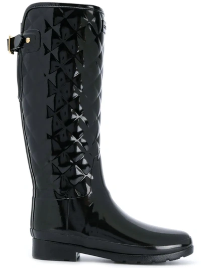 Hunter refined high gloss quilted short waterproof rain outlet boot