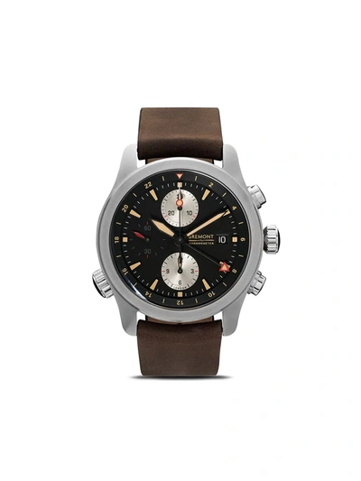 Bremont Alt1-zt/51 Automatic Gmt Chronograph 43mm Stainless Steel And Leather Watch, Ref. Alt1-zt-bk-r-s In Black