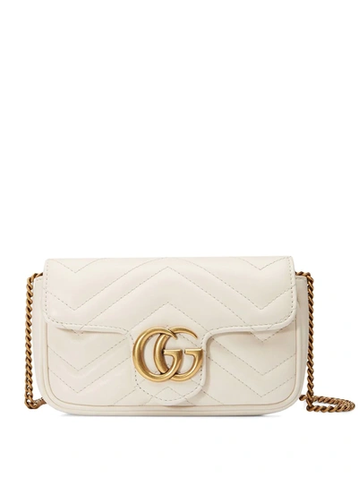 Gucci Super Mini Gg Marmont Crossbody Bag In White