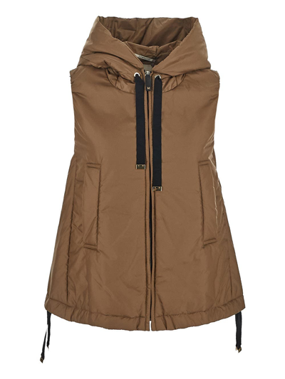 Max Mara The Cube Greengo Hooded Puffer Vest In Brown