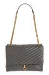 Rebecca Minkoff Edie Quilted Leather Shoulder Bag In Graphite
