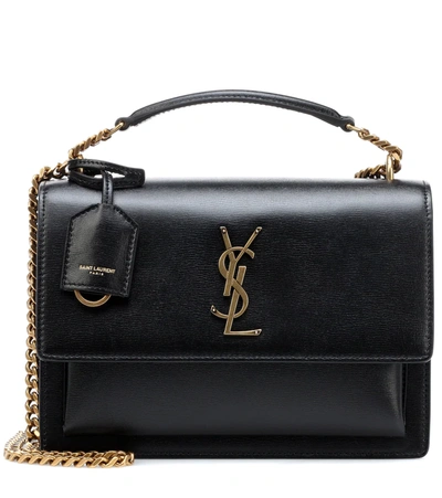 Saint Laurent Medium Sunset Monogram Leather Shoulder Bag In Black