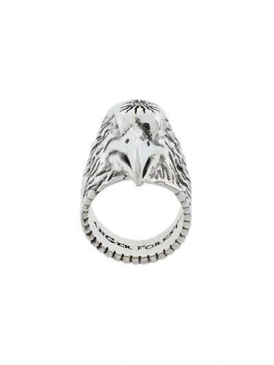 Gucci Sterling Silver Angry Forest Eagle Head Ring In Metallic