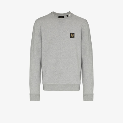 Belstaff Logo Embroidered Cotton Sweatshirt In Grey