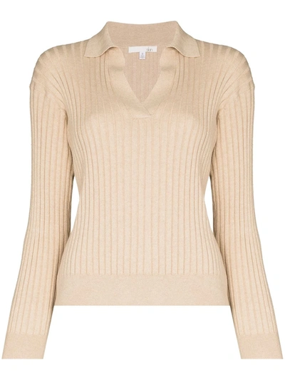 Skin Womens Honey Kate Ribbed Cotton-blend Polo Shirt M In Neutrals
