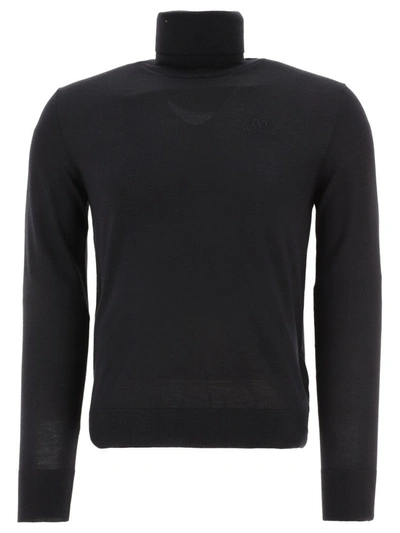 Valentino Turtleneck Knit Sweater In Black
