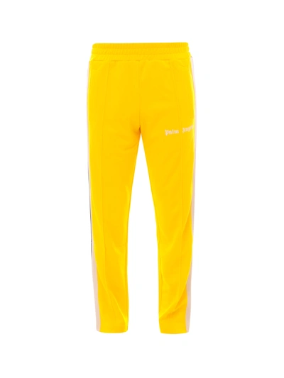 Palm Angels Nylon Trousers With Contrasting Side Bands In Yellow