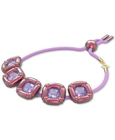 Swarovski Dulcis Purple Cushion Cut Crystal Cord Slider Bracelet