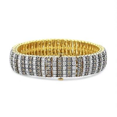 Haus Of Brilliance 10k Yellow Gold 10 Ctw 1/3 Cttw Alternating Coco Color And White Diamond 5 Row Te