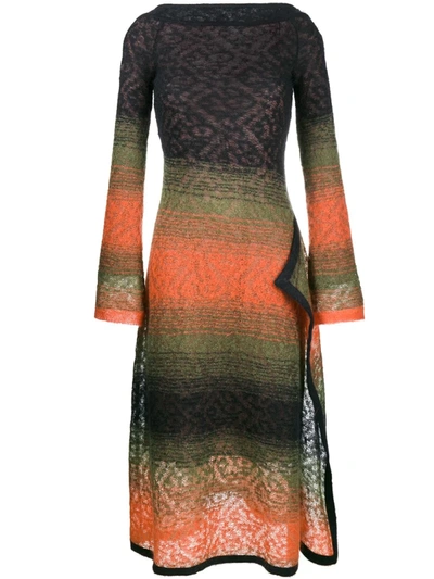 Peter Pilotto Mohair Blend Midi-dress In Multicolour