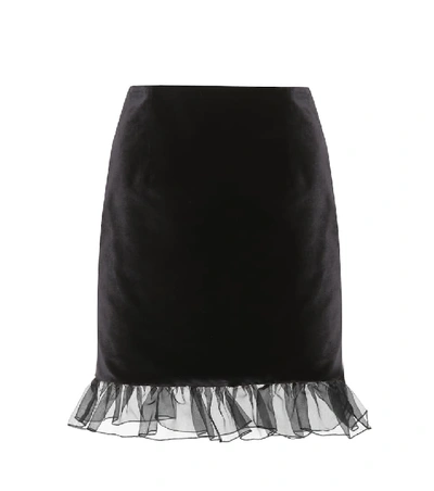 Alexa Chung Silk Organza-trimmed Cotton-velvet Mini Skirt In Black