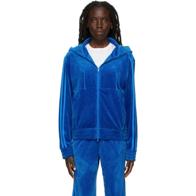 Adidas Originals Blue Jeremy Scott Edition Velour Zip-up Hoodie