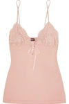 Cosabella Lace-paneled Cotton-blend Camisole In Antique Rose