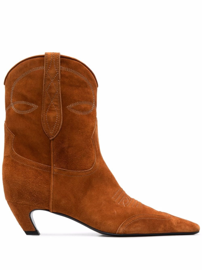 Khaite Cowbody Ankle Booties In Brown