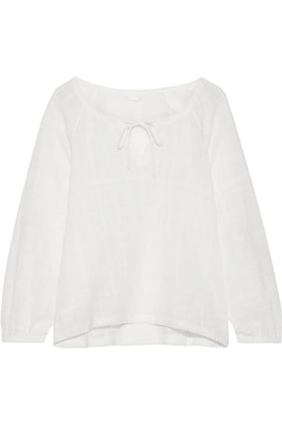 Skin Crinkled Cotton-gauze Pajama Top In White