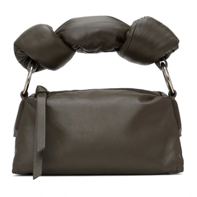 Dries Van Noten Leather Knotted Handle Cushion Bag In 607 Olive