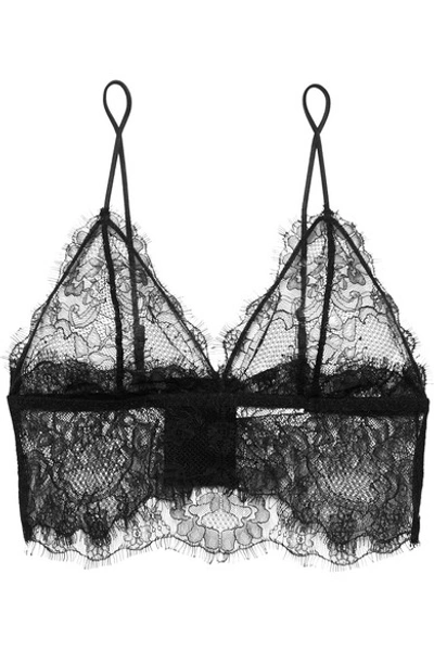 Anine Bing Stretch-lace Soft-cup Bra In Black