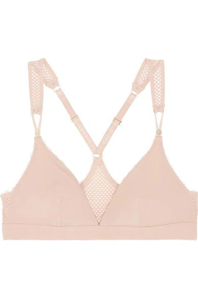 Stella Mccartney Stella Sporty Mesh-paneled Stretch-jersey Bra In Neutral